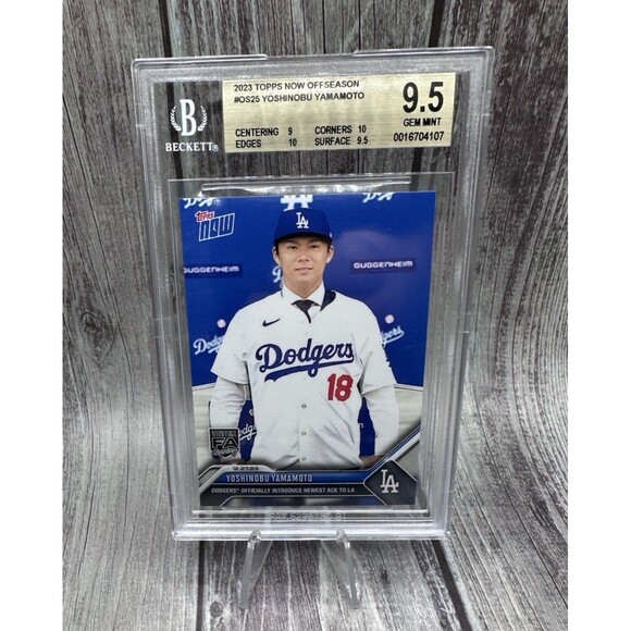 2023 TOPPS NOW OFFSEASON #OS25 YOSHINOBU YAMAMOTO ROOKIE RC BGS 9.5 Gem Dodgers - Picture 1 of 9